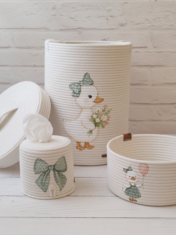 ست سیسمونی قیطان دوزی Lovely basket (طرح اردک و پاپیون )