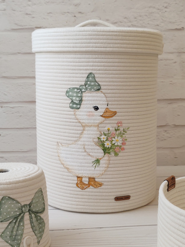 ست سیسمونی قیطان دوزی Lovely basket (طرح اردک و پاپیون )